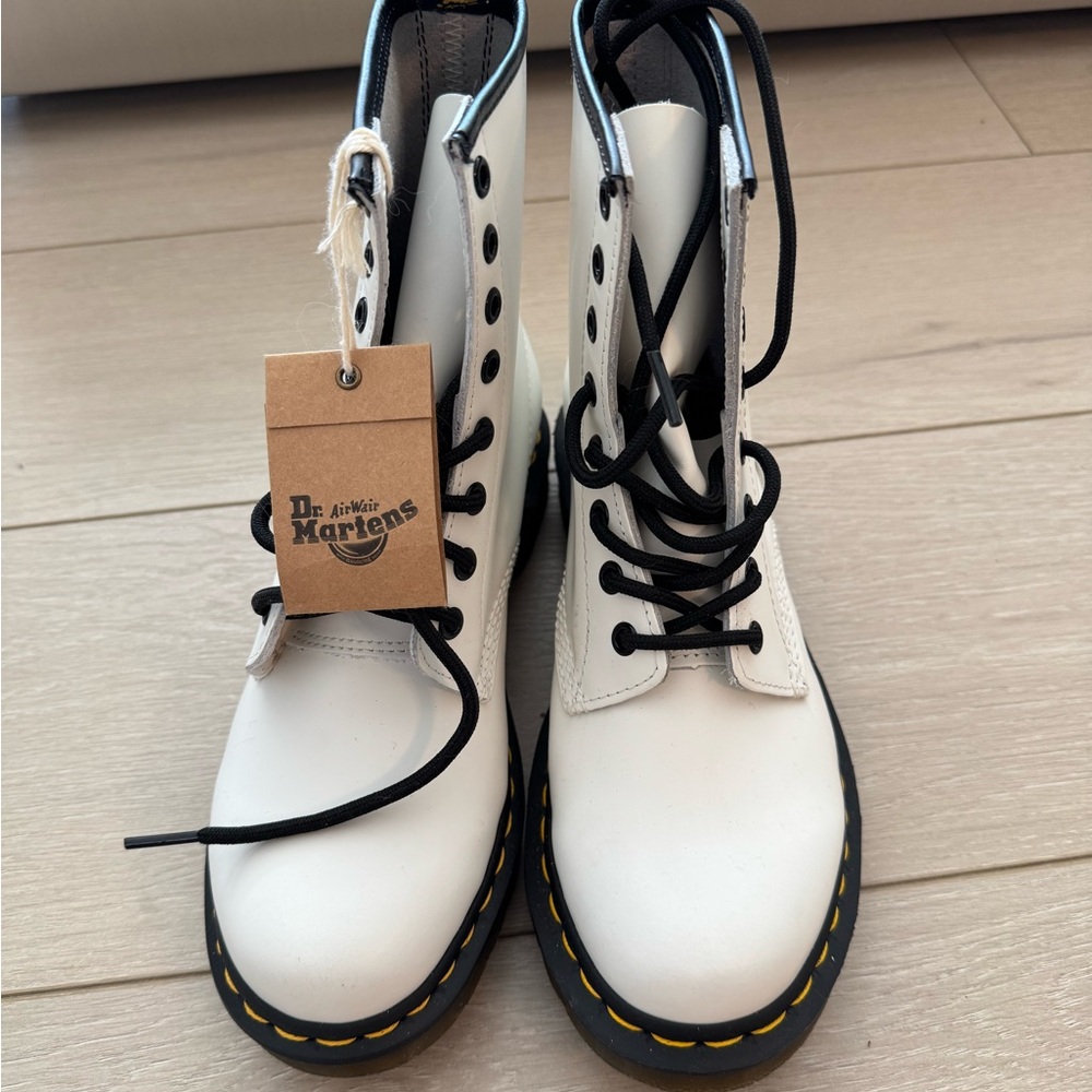 NWT! Dr. Martens White and Black Combat Boots